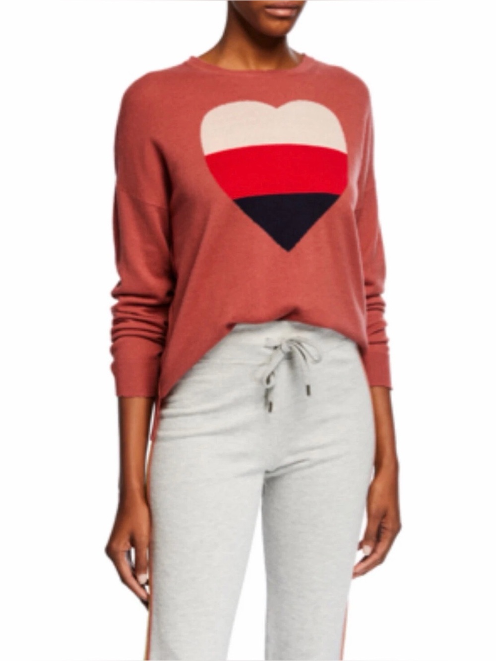 SUNDRY wool/cashmere mauve sweater with heart, Size 0